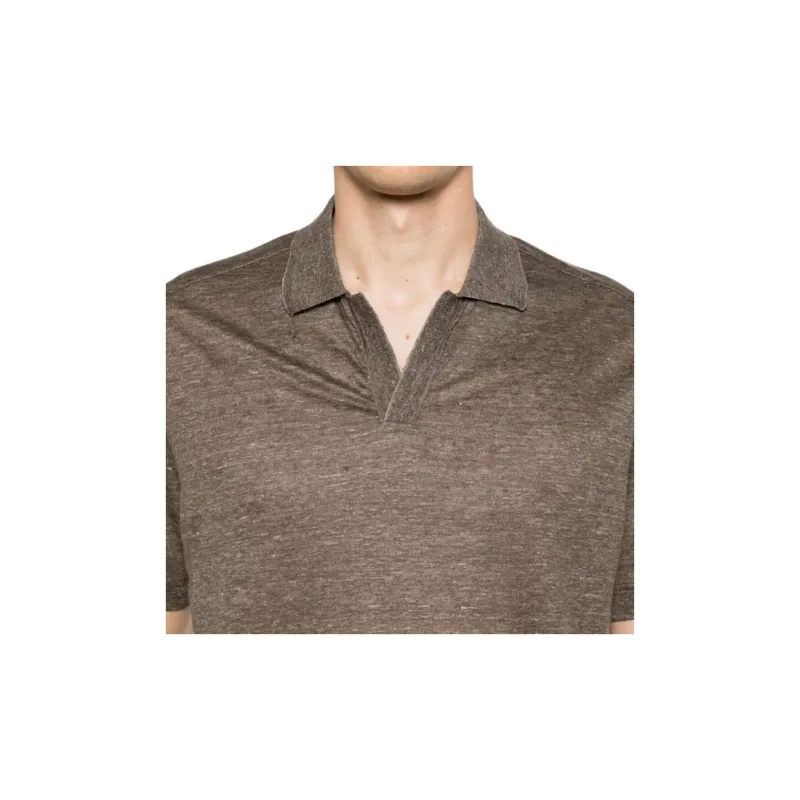 Ermenegildo Zegna Short sleeve Linen Polo Shirt-4