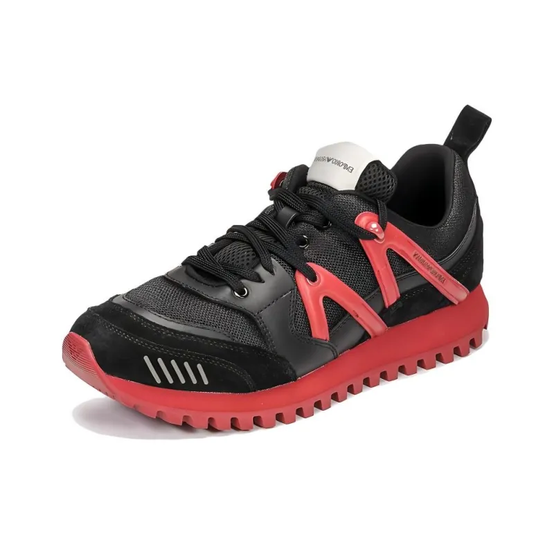 EMPORIO ARMANI Anti Slip Wear Resistant Low Top Casual Shoes Men's Black Pink-0