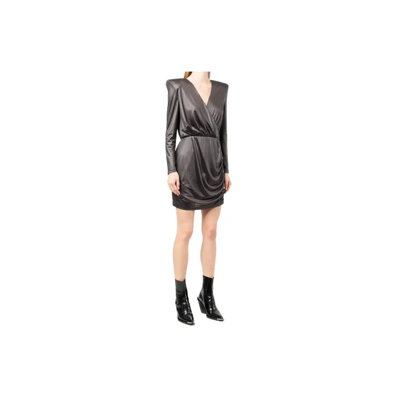 BALMAIN V Neck Draped Mini Dresss-1
