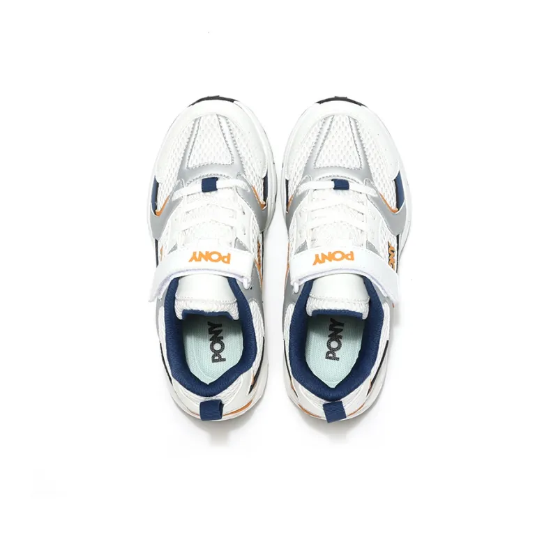 PONY Anti Slip And Wear Resistant Breathable Low Top Kids' Running Shoes White Orange And Blue Kids'-3