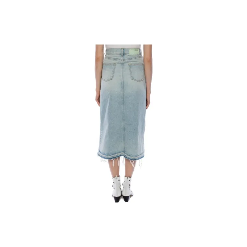 OFF WHITE FW21 Denim Long Skirts Women's Blue-3