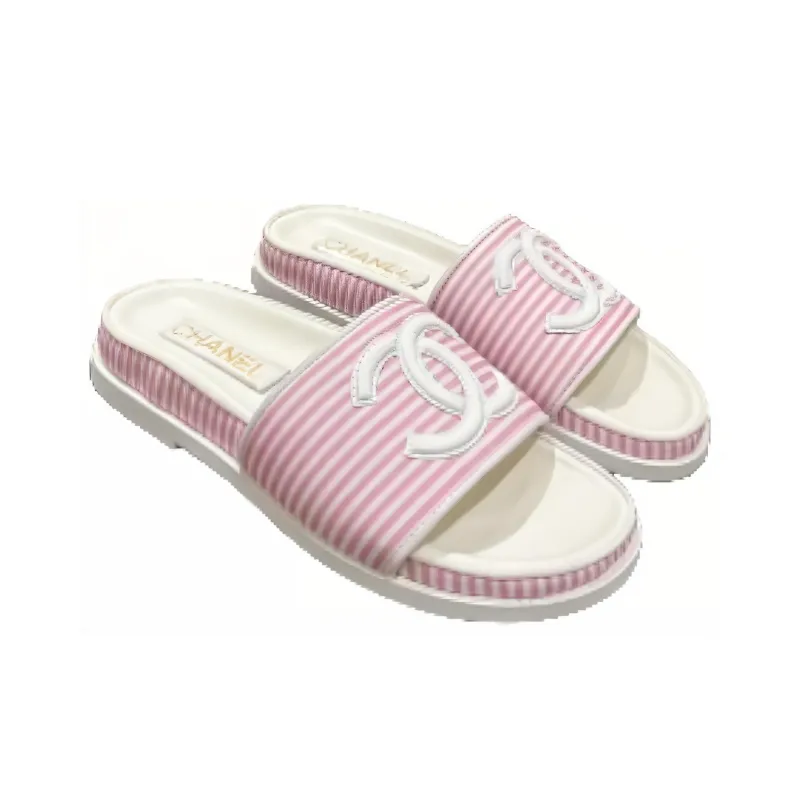 CHANEL Slip-Resistant Slide Slippers Women's Pink White-2