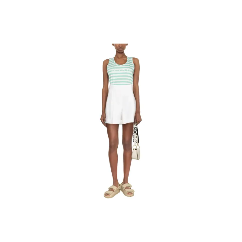 Moncler Logo Printed Scoopneck Striped Tank Top-1
