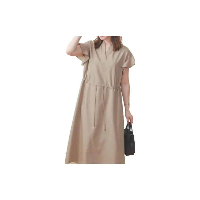 Beams Short Sleeved Dresses Women's Khaki-3