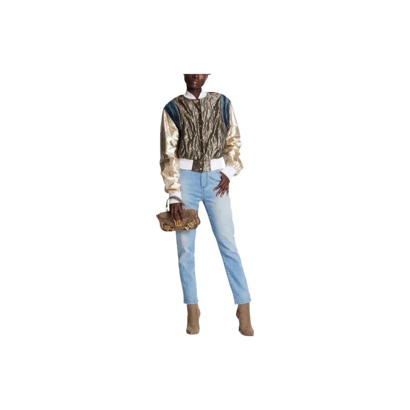 BALMAIN High Waist Straight Leg Jeans-1