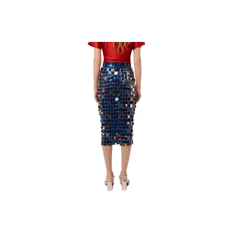Paco Rabanne Paillette chainmail Pencil Midi Skirt-1