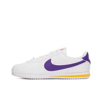 Nike Cortez Slip Resistant Low Top Kids Lifestyle Shoes White Purple Teenagers