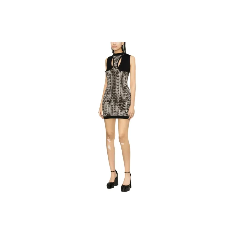 BALMAIN Monogram Jacquard Mini Dress-3