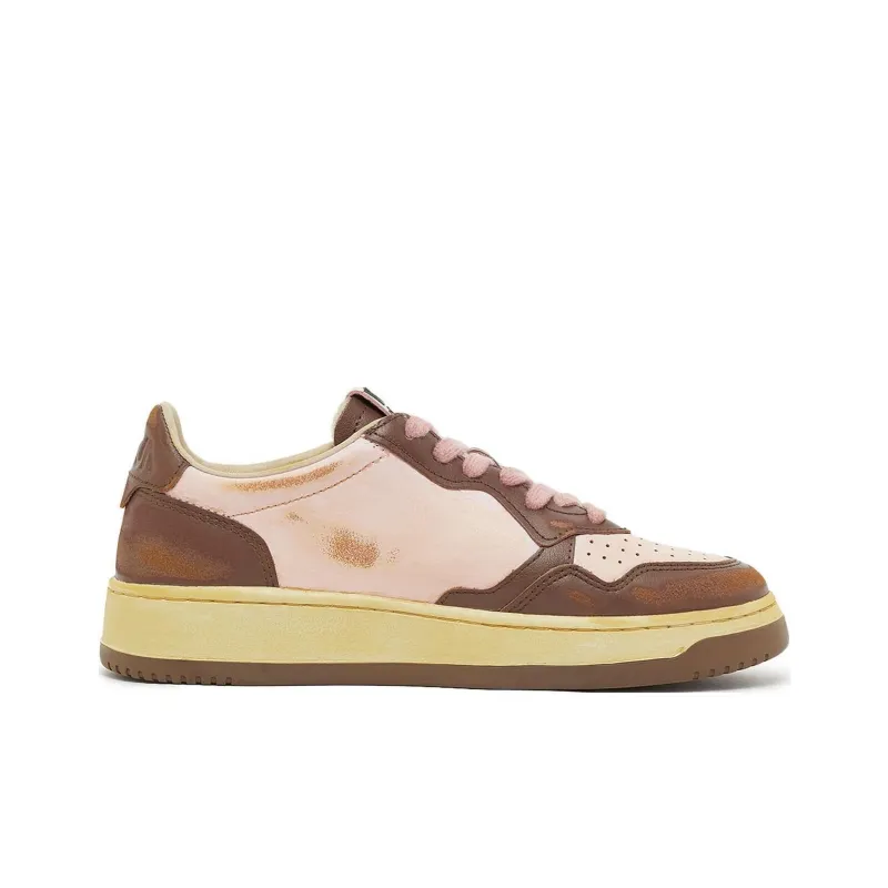 AUTRY Super Vintage Low Top Skateboard Shoes Women's Pink Brown-1