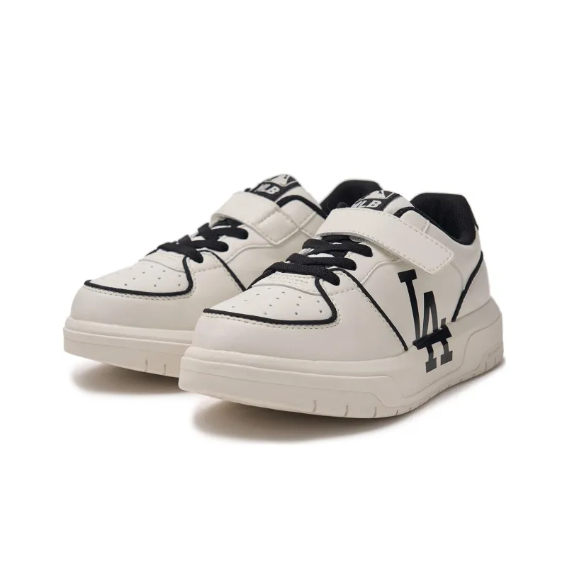 MLB Chunky Liner Slip Resistant Low Top Kids' Skateboarding Shoes Beige Black Teenagers-2
