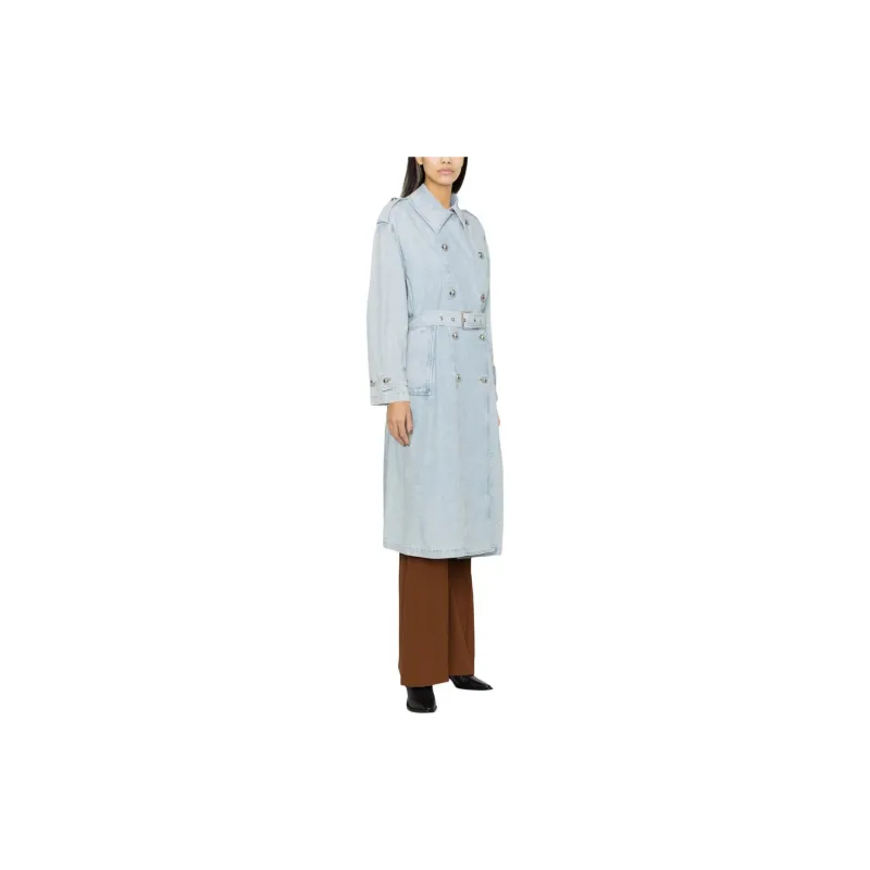 PINKO Trench Coats Women's Light Blue-3