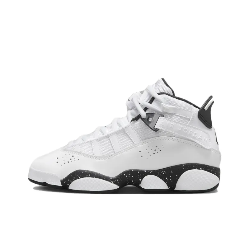Jordan Air Jordan 6 Rings Non slip Support Mid Top Children's Basketball Shoes White Teenagers-0