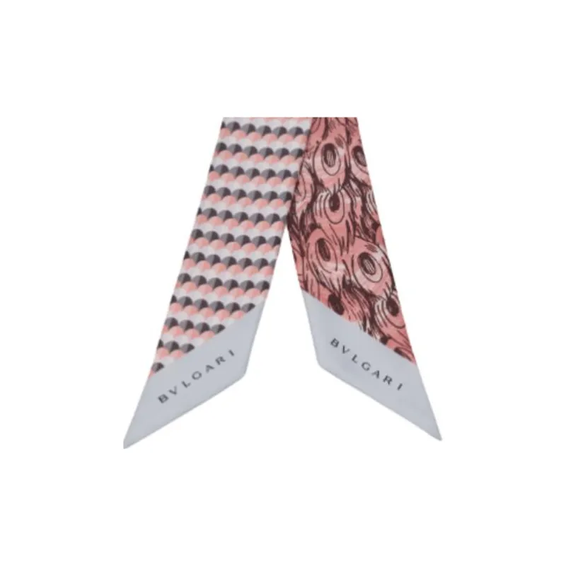 BVLGARI Silk Silk Scarves Women's Gray Pink-2
