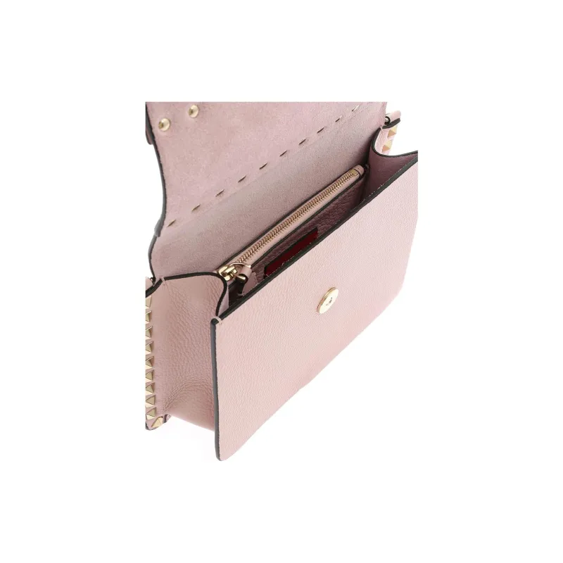 Valentino Rockstud Cow Leather Crossbody Bag, Shoulder Bag Trumpets Women's Pink-5