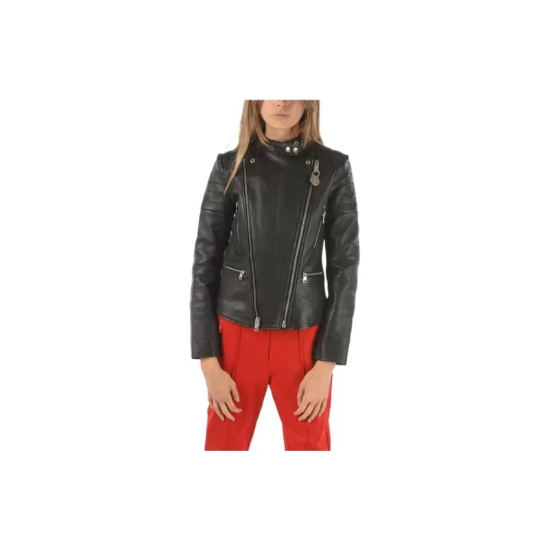 DIESEL Leather Jackets Women's Black-2