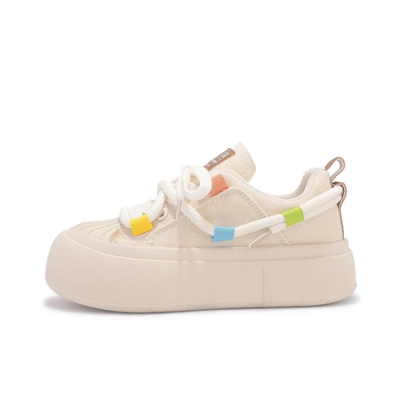 SNXR Cushioned Wear Resistant Lightweight Slip Resistant Low Top Skateboard Shoes Women's Beige-0