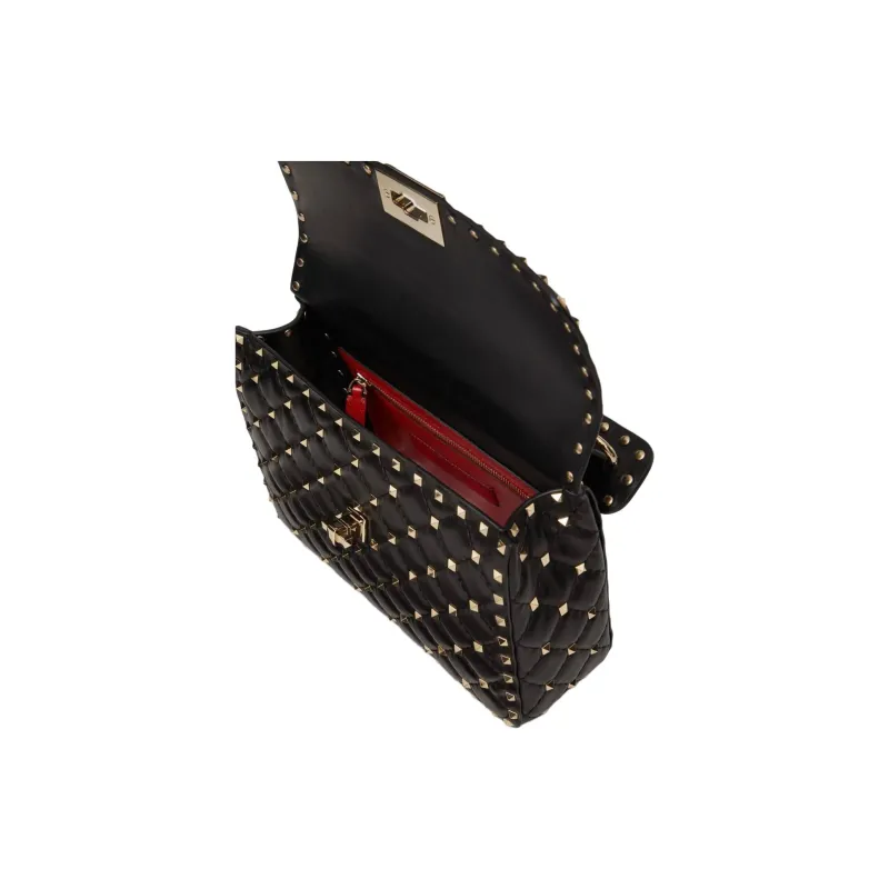 Valentino Nappa Leather Shoulder Bag Women's Black-3
