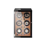6 Watch Slot with Carbon Fiber Exterior and Brown Interior
