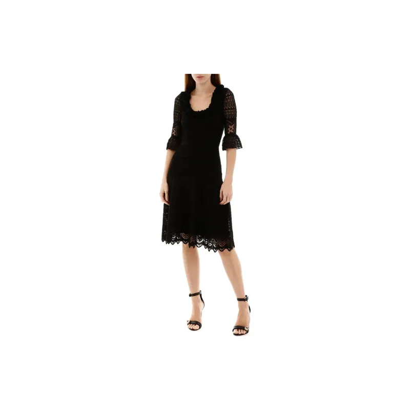 Alexander McQueen Short Sleeved Dresses Women's Black-2