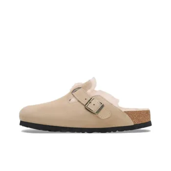 Birkenstock Boston Shearling EVA Abrasion Resistant Wrap toe Slippers Unisex Sand Regular