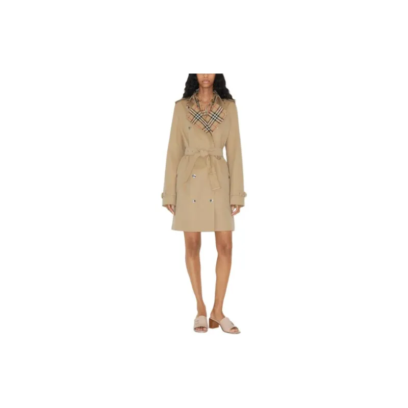 Burberry Vintage Check trim Short Trench Coat-1