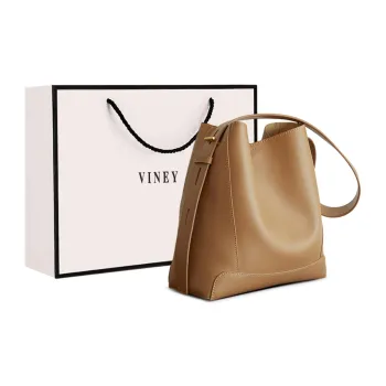 VINEY Cow Leather Shoulder Bag, Crossbody Bag, Bucket Bag Large Size Women's Cocoa Brown