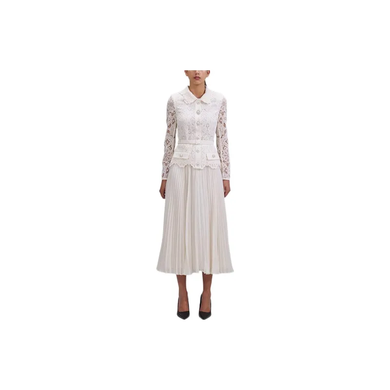 Self portrait FW22 Long Sleeved Dress Women's White-1