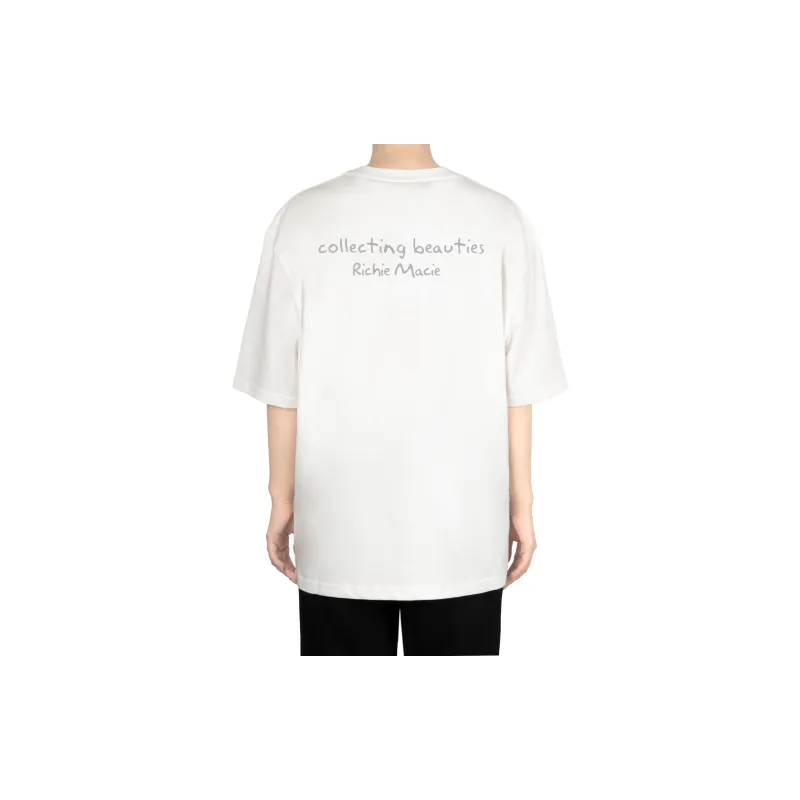 Richie Macie Drop Shoulder Sleeve T Shirt Unisex White-3