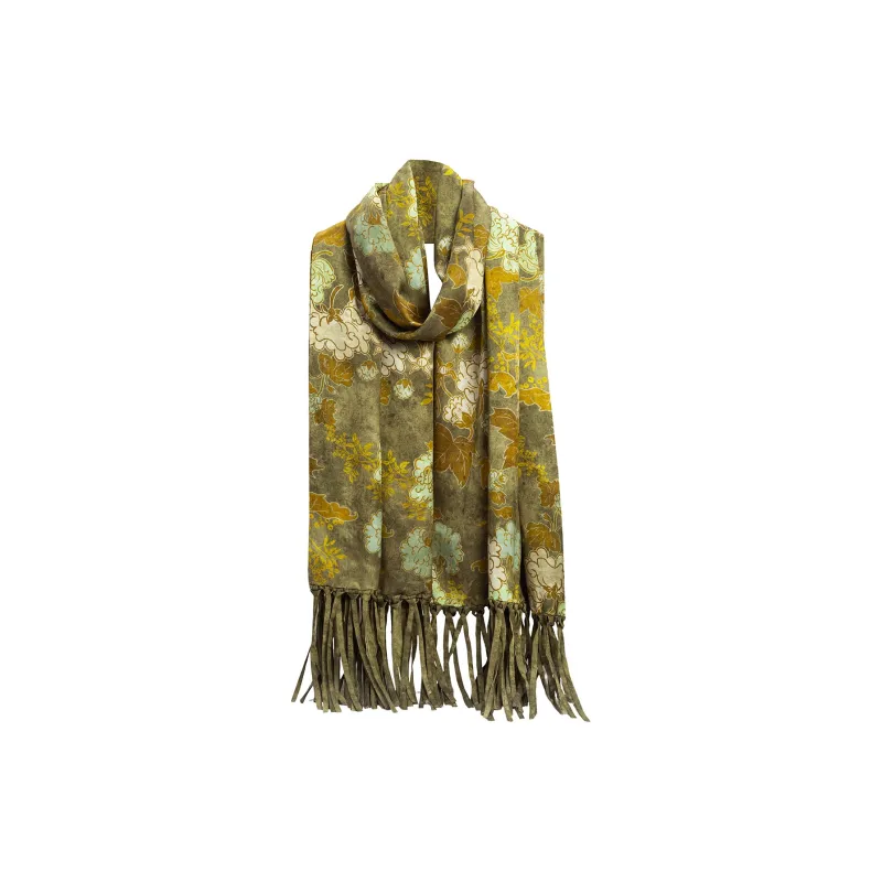Shanghai Story 100% Mulberry Silk Scarves Women's Luxurious Golden Autumn, Gift Box Set-11