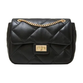 Geshiman Top Grain Sheepskin Small Square Bag Shoulder Bag Regular Women's Black/White