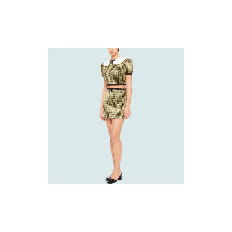 MIU MIU Casual Short Skirts Women's Yellow Black-5