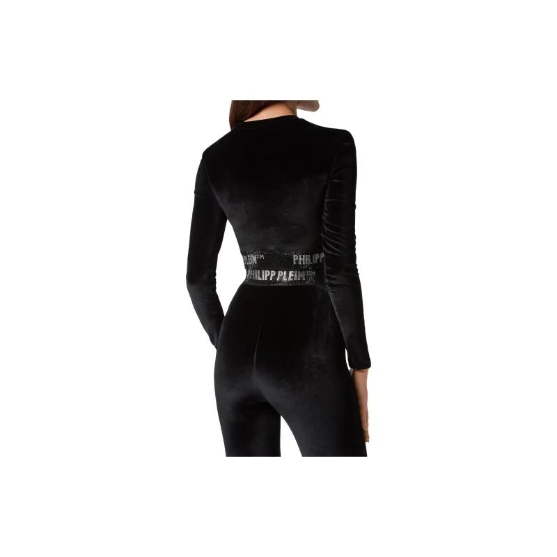 PHILIPP PLEIN Long underband Velvet Crop Top-2