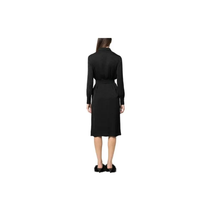 MOSCHINO Monogram Printed Belted Shirt Dress-2