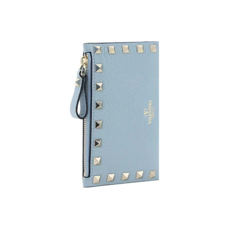 Valentino GARAVANI ROCKSTUD Calfskin Wallet Women's Light Blue-1