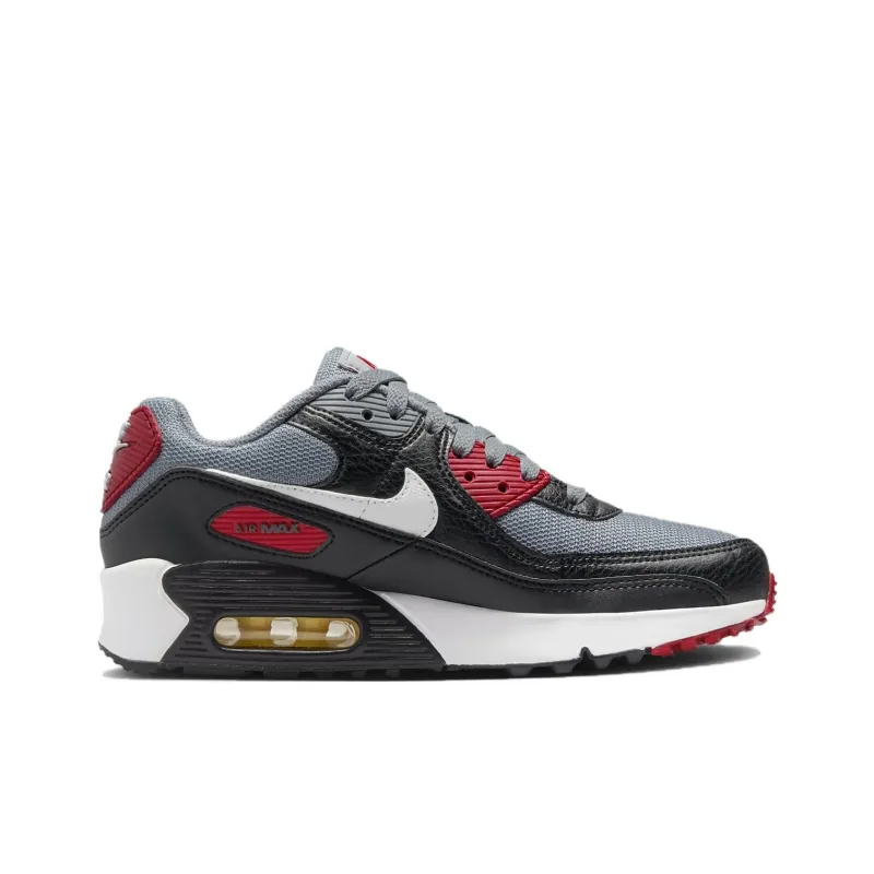 Nike Air Max 90 Anti Slip Wear Resistant Low Top Kids' Running Shoes Gray Black Teenagers-1