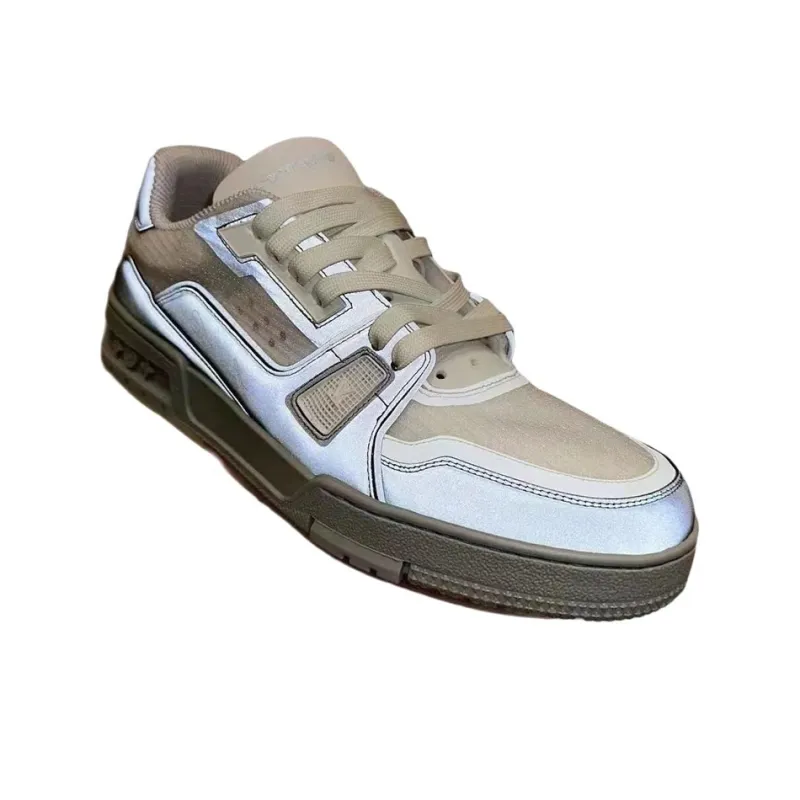 LOUIS VUITTON Trainer CUP Low-Top Skateboard Shoes Men's Silver Gray-1