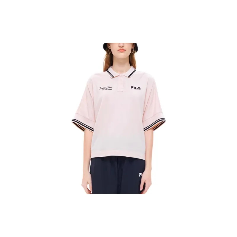 FILA FUSION Polo Shirts Women's Dirty Peach Pink-2