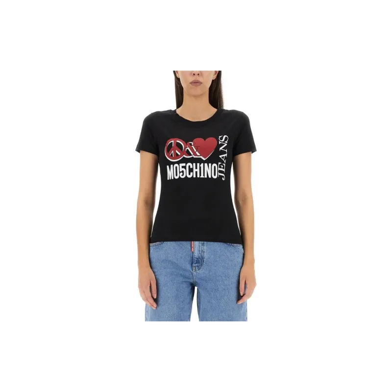 MOSCHINO Jeans Logo Printed Crewneck T Shirt-1