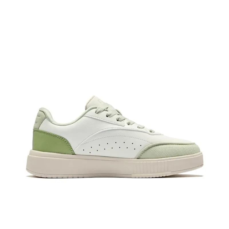 Erke Fun Play Slip-Resistant Breathable Low-Top Skateboard Shoes Women's Microcrystal White Dome Gray Green-1
