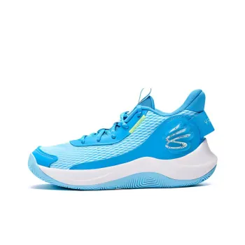 Under Armour Curry Slip Resistant Anti Kick Abrasion Resistant Low Top Children's Basketball Shoes Blue Teenagers
