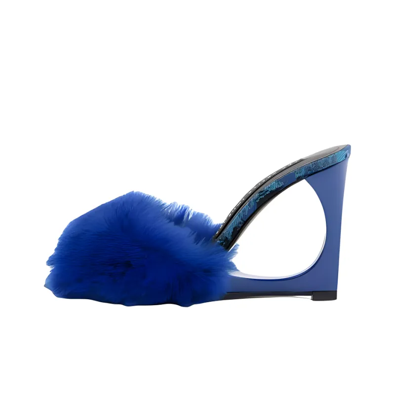 Les Petits Joueurs Slide Slippers 10cm Women's Blue-0