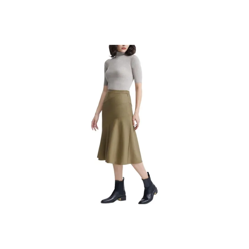 THEORY Casual Long Skirts Women's Camel Beige-3