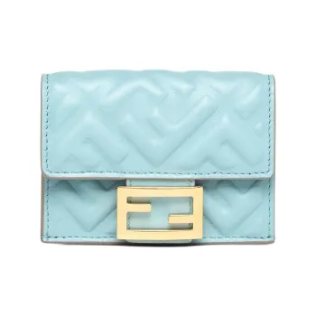 FENDI Nappa Leather Wallet Micro Women's Light Blue