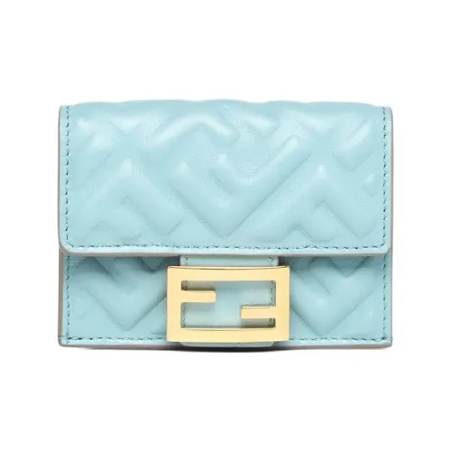 FENDI Nappa Leather Wallet Micro Women's Light Blue