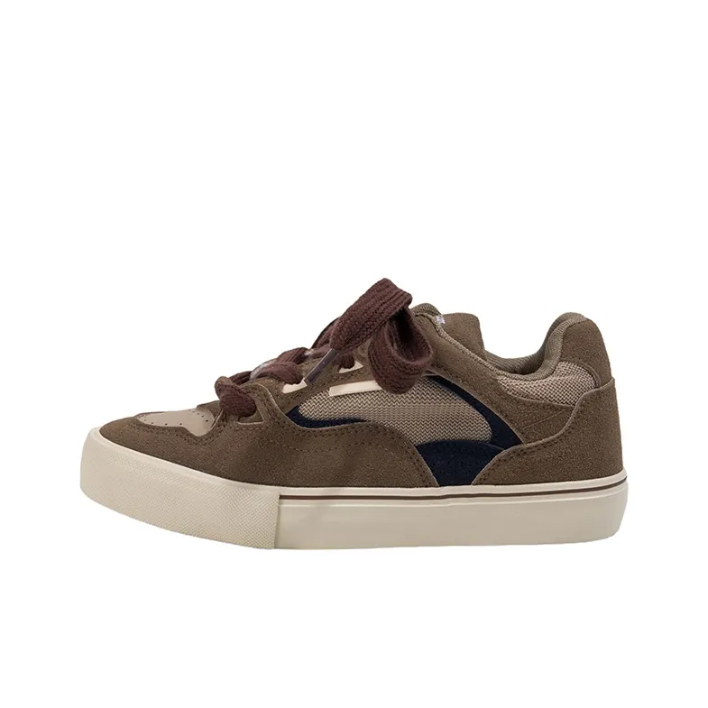 MINGKUANG Streetwear Earthy Maillard Style, Box Anti Slip Wear Resistant Low Top Skateboard Shoes Unisex-6