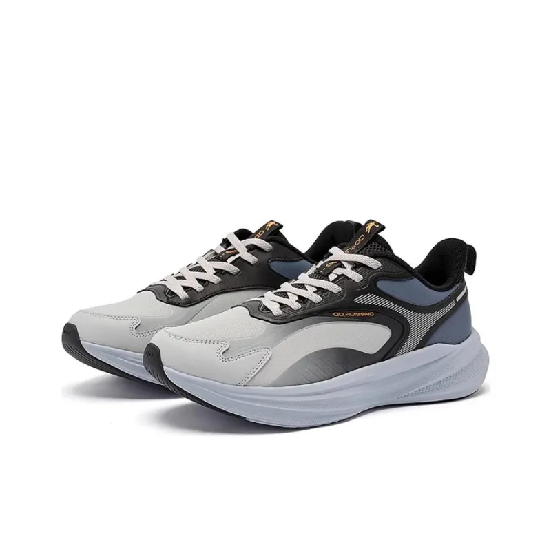 QIAODAN Anti Slip Wear Resistant Low Top Casual Running Shoes Men's Gray Black Blue-1
