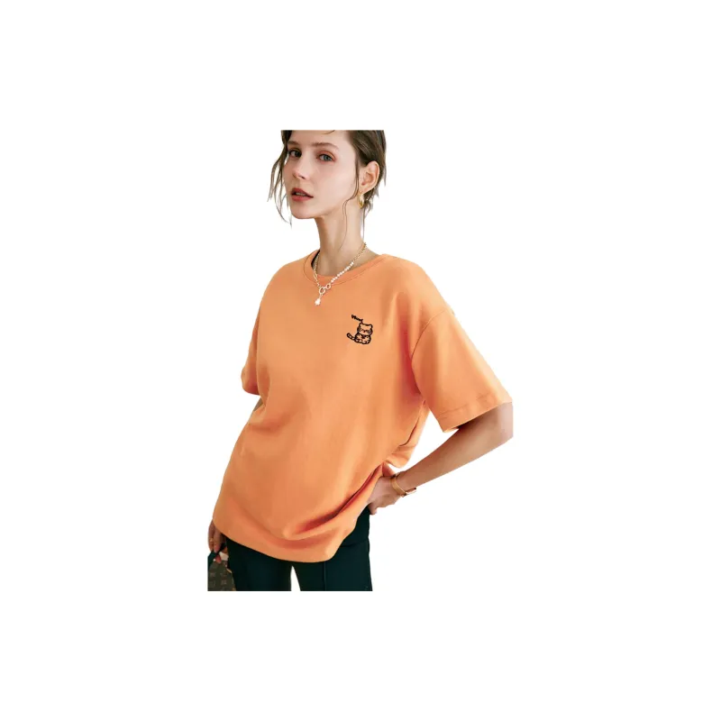 Olrain T Shirts Women's Orange-4