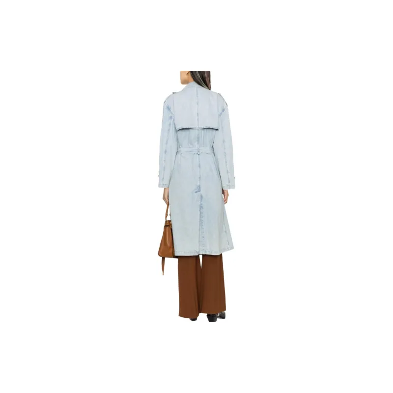 PINKO Trench Coats Women's Light Blue-2