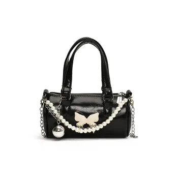 NOMK PU Shoulder Bag, Crossbody Bag, Handbag Women's Black/White/Silver