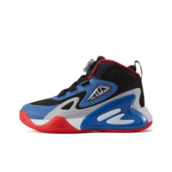 FILA KIDS BOA Wear Resistant Breathable Supportive Rebound Mid Top Children's Basketball Shoes Black Blue Teenagers